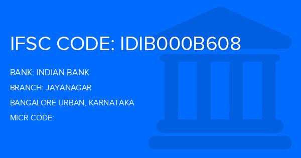 Indian Bank Jayanagar Branch IFSC Code