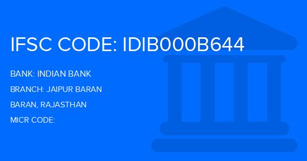 Indian Bank Jaipur Baran Branch IFSC Code