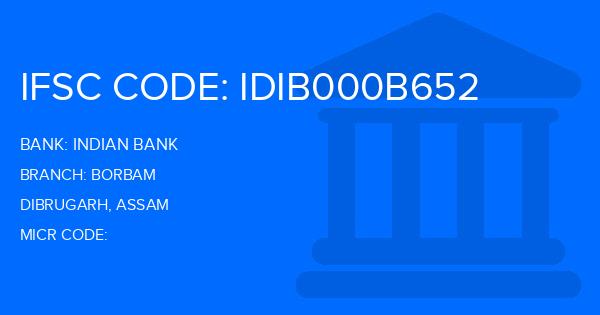 Indian Bank Borbam Branch IFSC Code