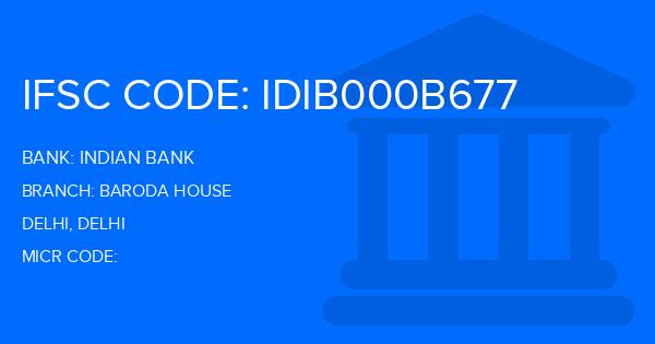 Indian Bank Baroda House Branch IFSC Code