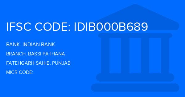 Indian Bank Bassi Pathana Branch IFSC Code