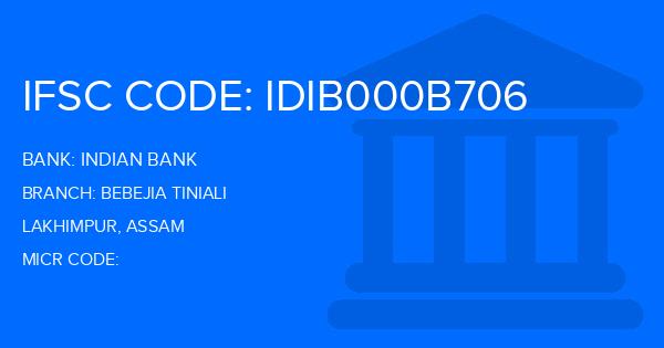 Indian Bank Bebejia Tiniali Branch IFSC Code
