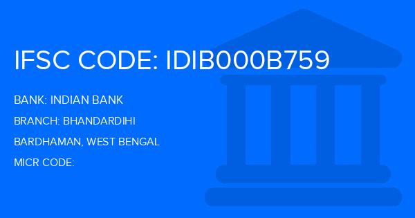 Indian Bank Bhandardihi Branch IFSC Code