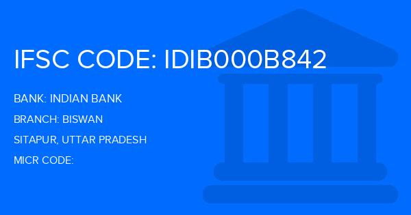 Indian Bank Biswan Branch IFSC Code