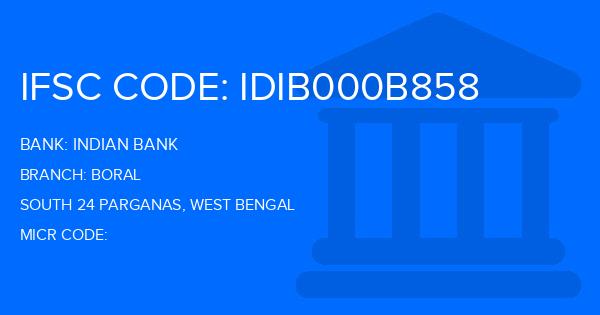 Indian Bank Boral Branch IFSC Code