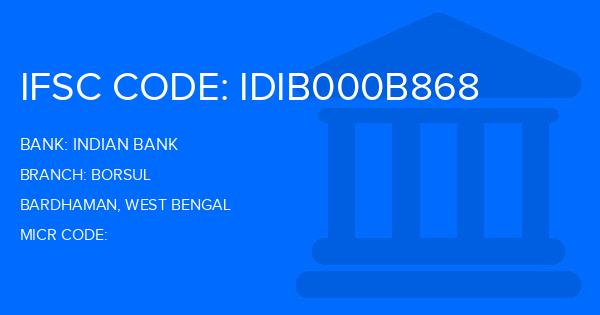 Indian Bank Borsul Branch IFSC Code