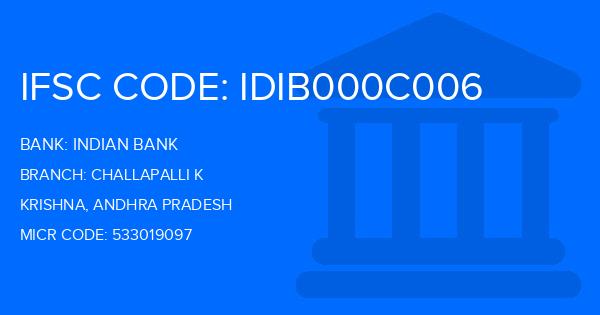 Indian Bank Challapalli K Branch IFSC Code