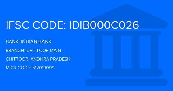 Indian Bank Chittoor Main Branch IFSC Code
