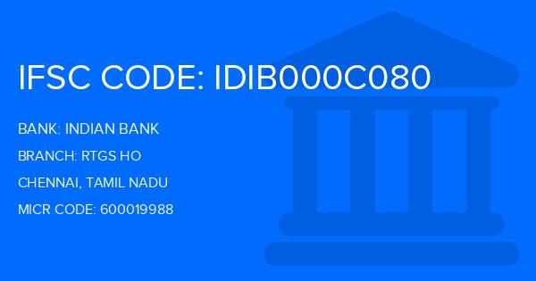 Indian Bank Rtgs Ho Branch IFSC Code