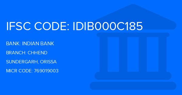 Indian Bank Chhend Branch IFSC Code