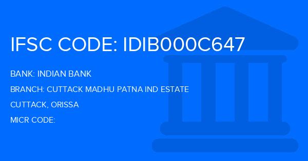 Indian Bank Cuttack Madhu Patna Ind Estate Branch IFSC Code