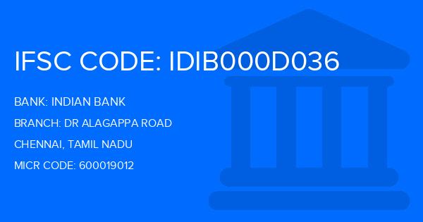 Indian Bank Dr Alagappa Road Branch IFSC Code