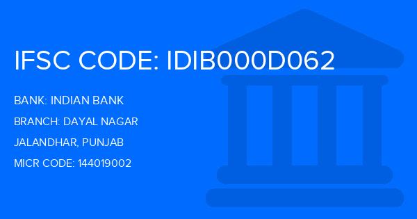 Indian Bank Dayal Nagar Branch IFSC Code