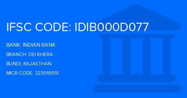 Indian Bank Dei Khera Branch IFSC Code