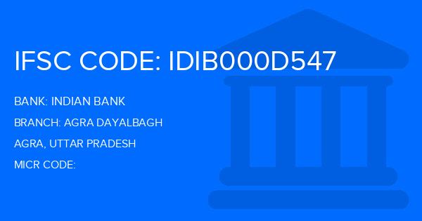 Indian Bank Agra Dayalbagh Branch IFSC Code
