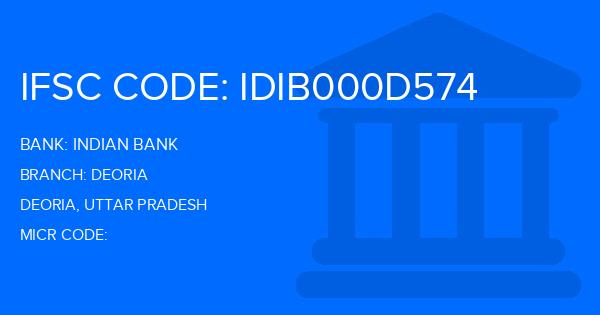 Indian Bank Deoria Branch IFSC Code