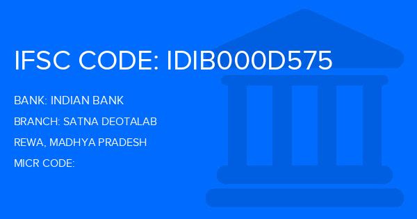 Indian Bank Satna Deotalab Branch IFSC Code