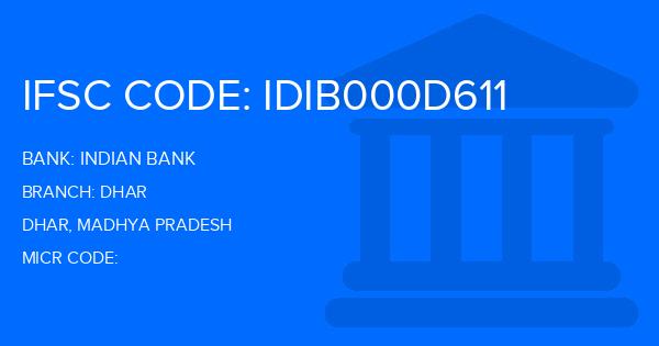 Indian Bank Dhar Branch IFSC Code