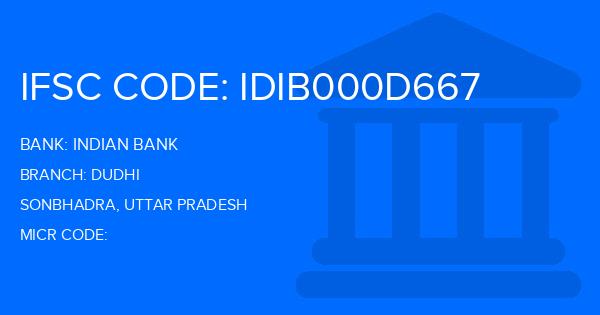 Indian Bank Dudhi Branch IFSC Code