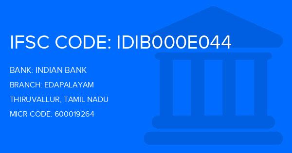 Indian Bank Edapalayam Branch IFSC Code
