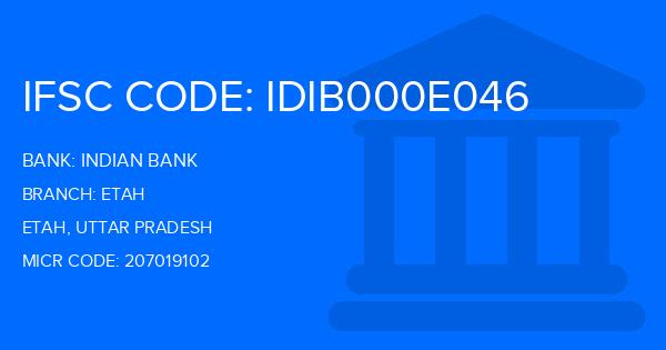 Indian Bank Etah Branch IFSC Code