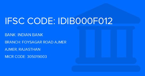 Indian Bank Foysagar Road Ajmer Branch IFSC Code