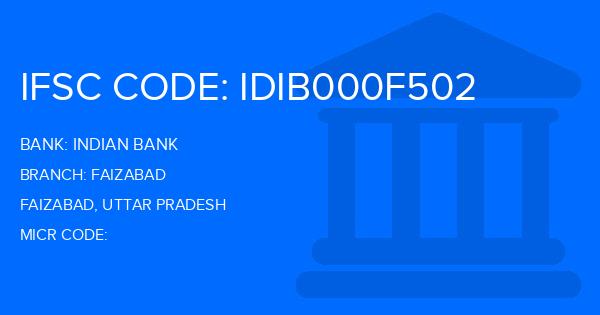 Indian Bank Faizabad Branch IFSC Code