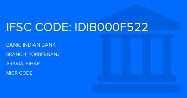 Indian Bank Forbesganj Branch IFSC Code