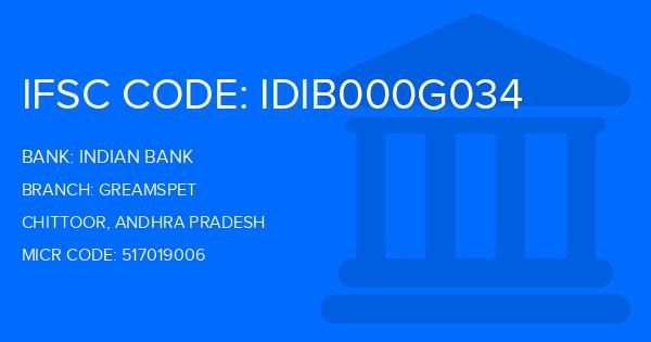 Indian Bank Greamspet Branch IFSC Code