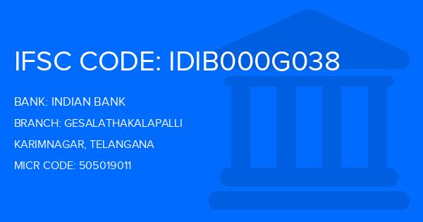 Indian Bank Gesalathakalapalli Branch IFSC Code