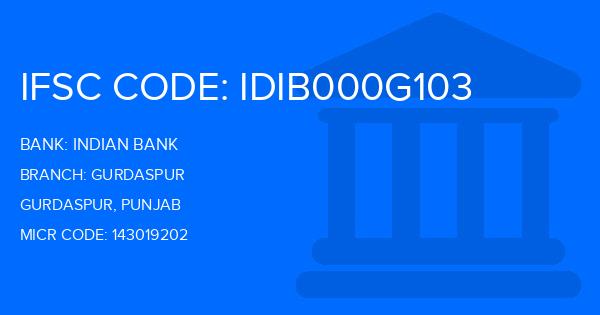 Indian Bank Gurdaspur Branch IFSC Code