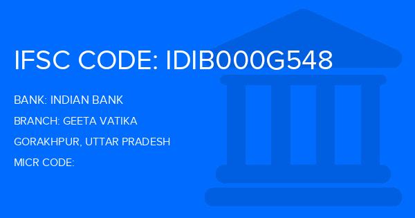 Indian Bank Geeta Vatika Branch IFSC Code