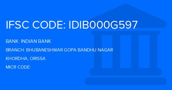 Indian Bank Bhubaneshwar Gopa Bandhu Nagar Branch IFSC Code