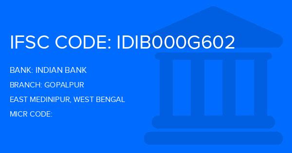 Indian Bank Gopalpur Branch IFSC Code