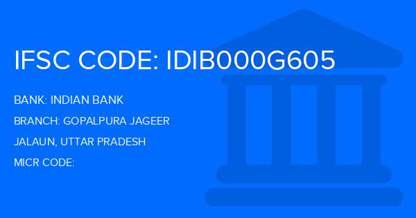 Indian Bank Gopalpura Jageer Branch IFSC Code
