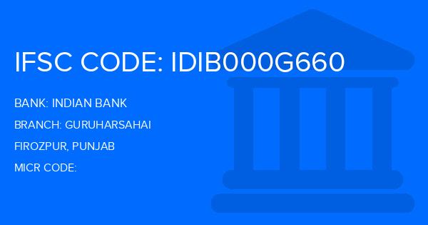 Indian Bank Guruharsahai Branch IFSC Code