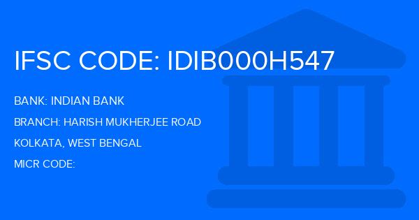 Indian Bank Harish Mukherjee Road Branch IFSC Code