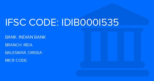 Indian Bank Irda Branch IFSC Code