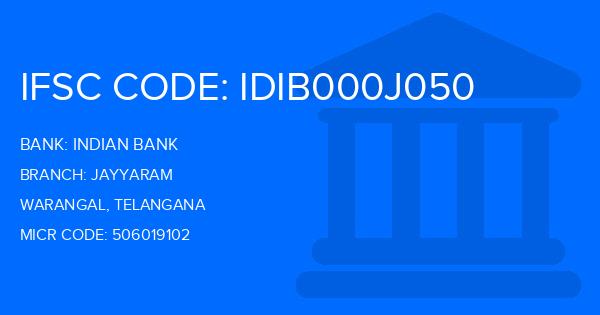 Indian Bank Jayyaram Branch IFSC Code