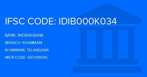 Indian Bank Khammam Branch IFSC Code