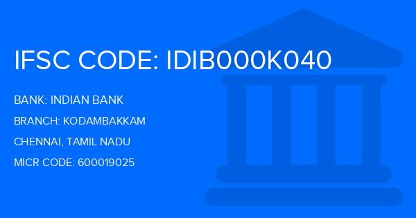 Indian Bank Kodambakkam Branch IFSC Code