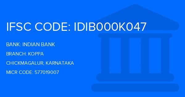 Indian Bank Koppa Branch IFSC Code
