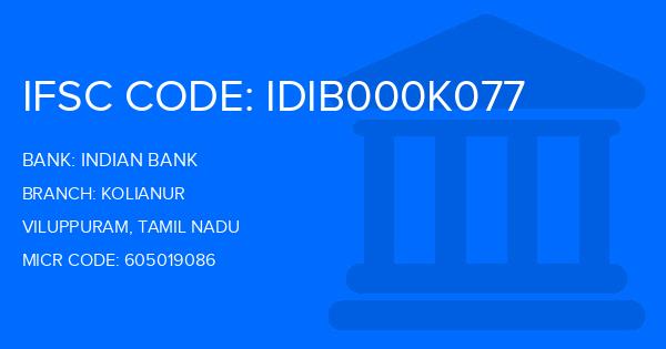Indian Bank Kolianur Branch IFSC Code