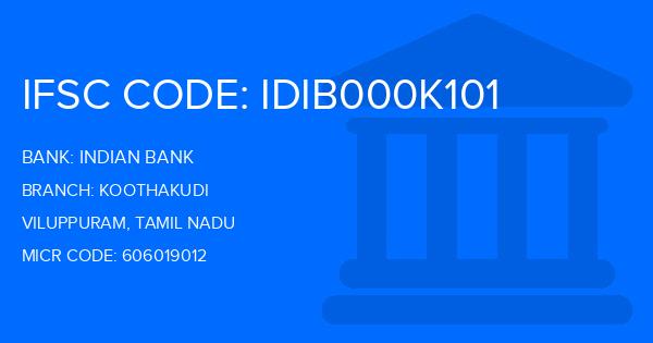 Indian Bank Koothakudi Branch IFSC Code