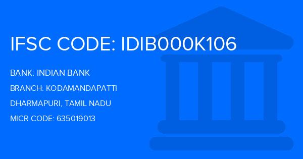 Indian Bank Kodamandapatti Branch IFSC Code