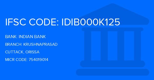 Indian Bank Krushnaprasad Branch IFSC Code