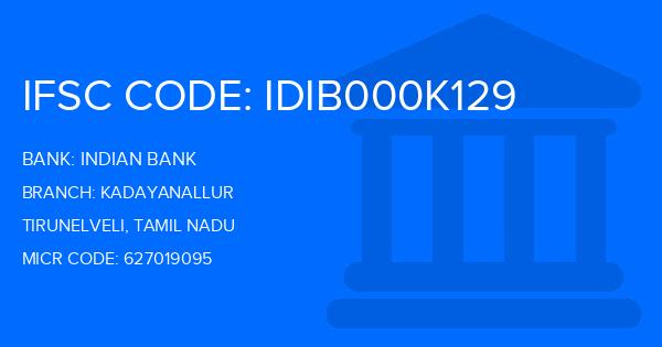 Indian Bank Kadayanallur Branch IFSC Code
