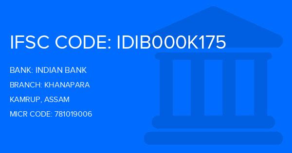 Indian Bank Khanapara Branch IFSC Code
