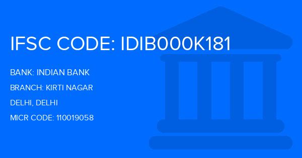 Indian Bank Kirti Nagar Branch IFSC Code