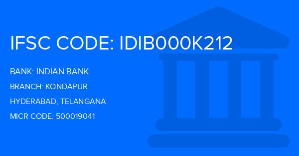 Indian Bank Kondapur Branch IFSC Code